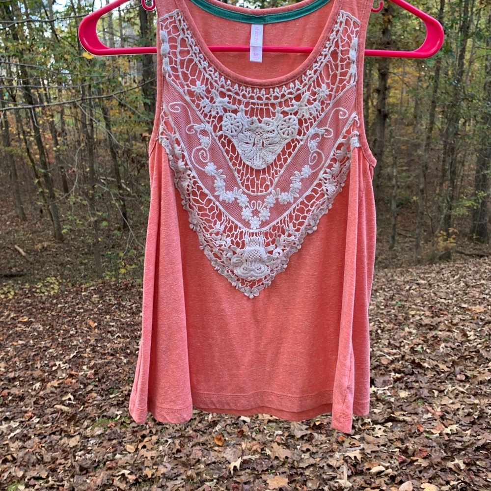 Pink and White Lacey Tank Top